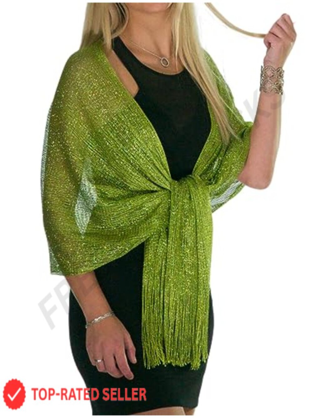 ShineGlitz Metallic Glitter Shawl Wrap for Evening Dresses Wedding